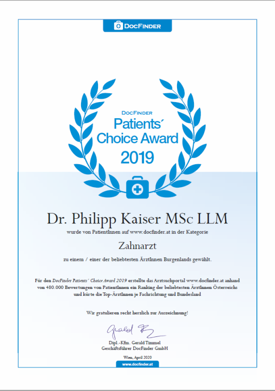 Patients' Choice Awards 2019 - Dr. Philipp Kaiser