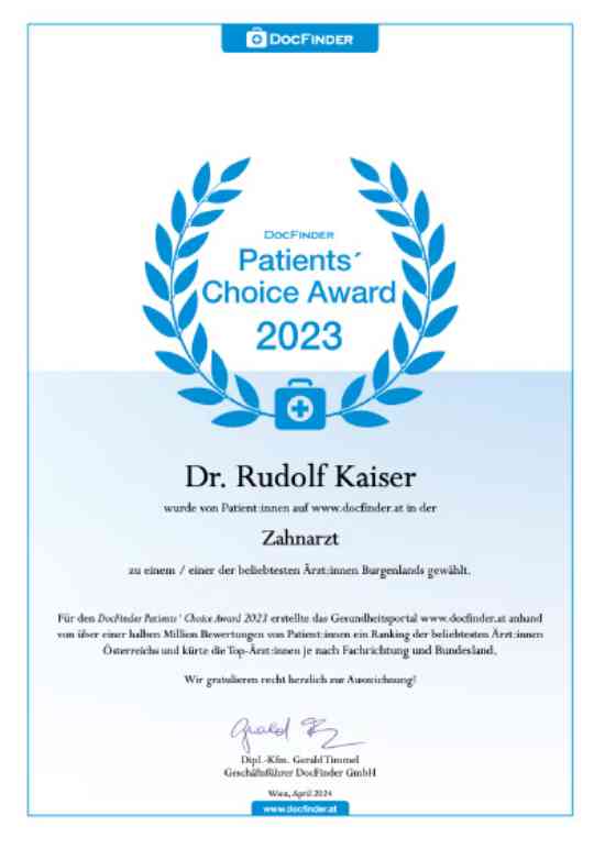 Patients' Choice Awards 2023 - Dr. Rudolf Kaiser